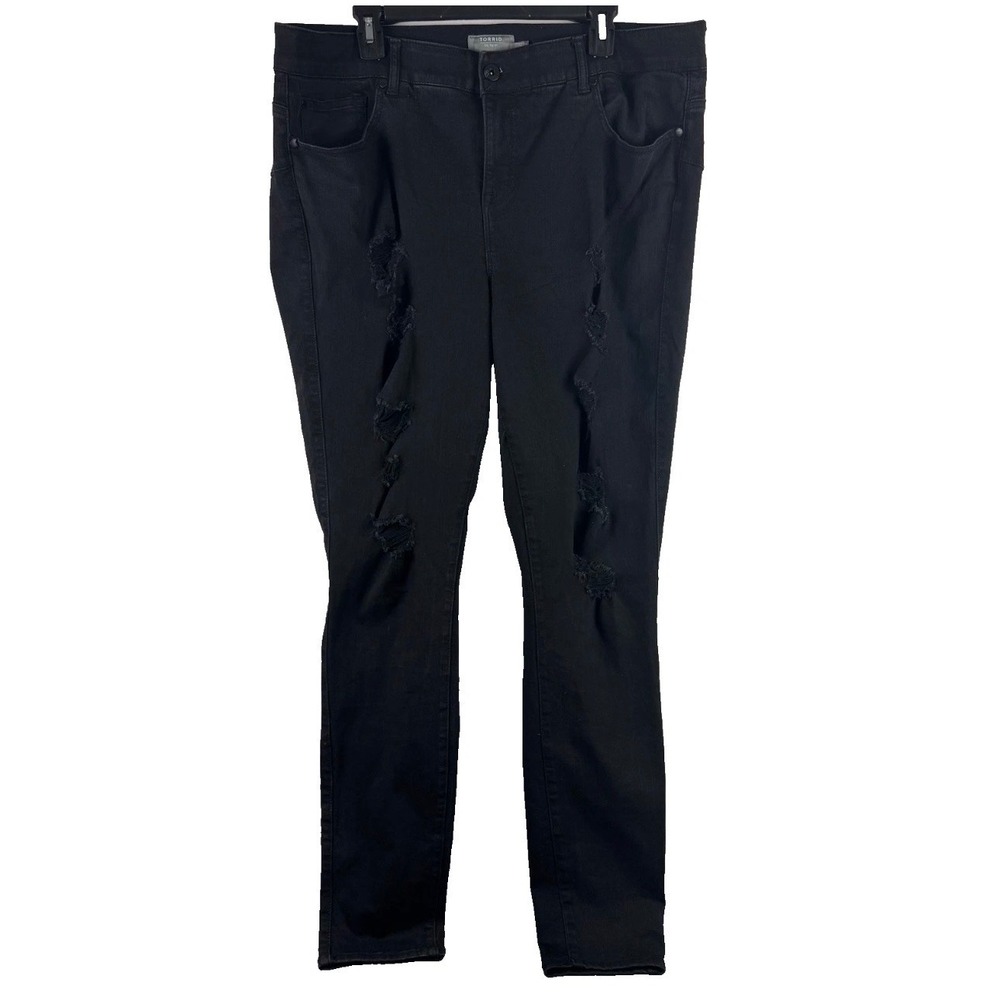 Torrid Bombshell Skinny Jeans Women 20XT Black Distressed High Rise Tall Denim